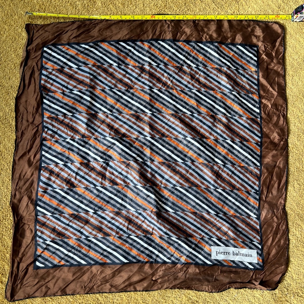 Pierre balmain silk scarf orange brown
